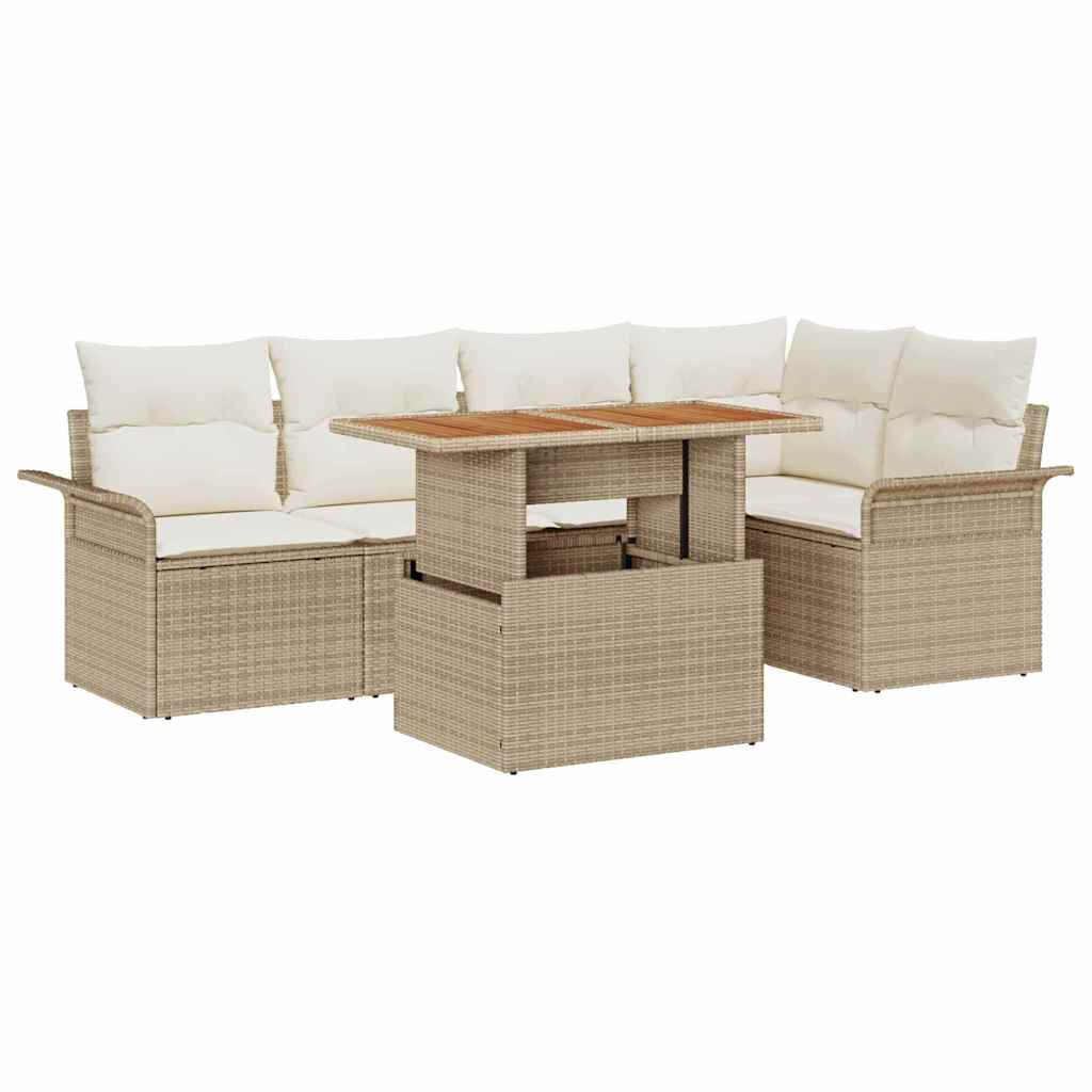 Garten-Sofa-Set mit Kissen 6 pcs Beige und Creme