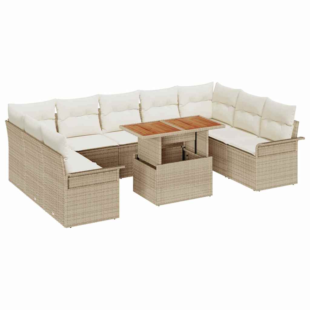 Garten-Sofa-Set mit Kissen 10 pcs Beige und Creme