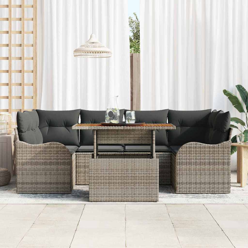 Garten-Sofa-Set mit Kissen 7 pcs Grau