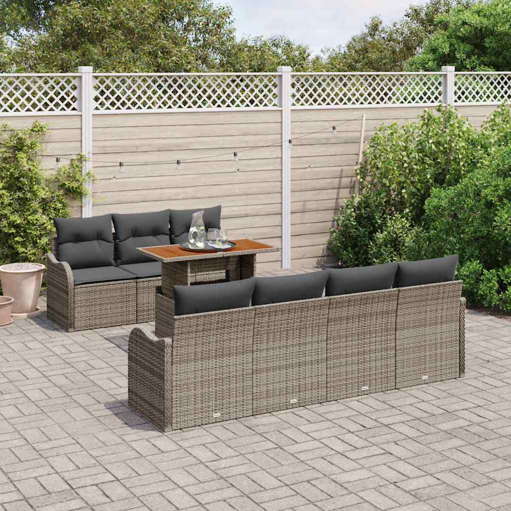 Garten-Sofa-Set mit Kissen 8 pcs Grau