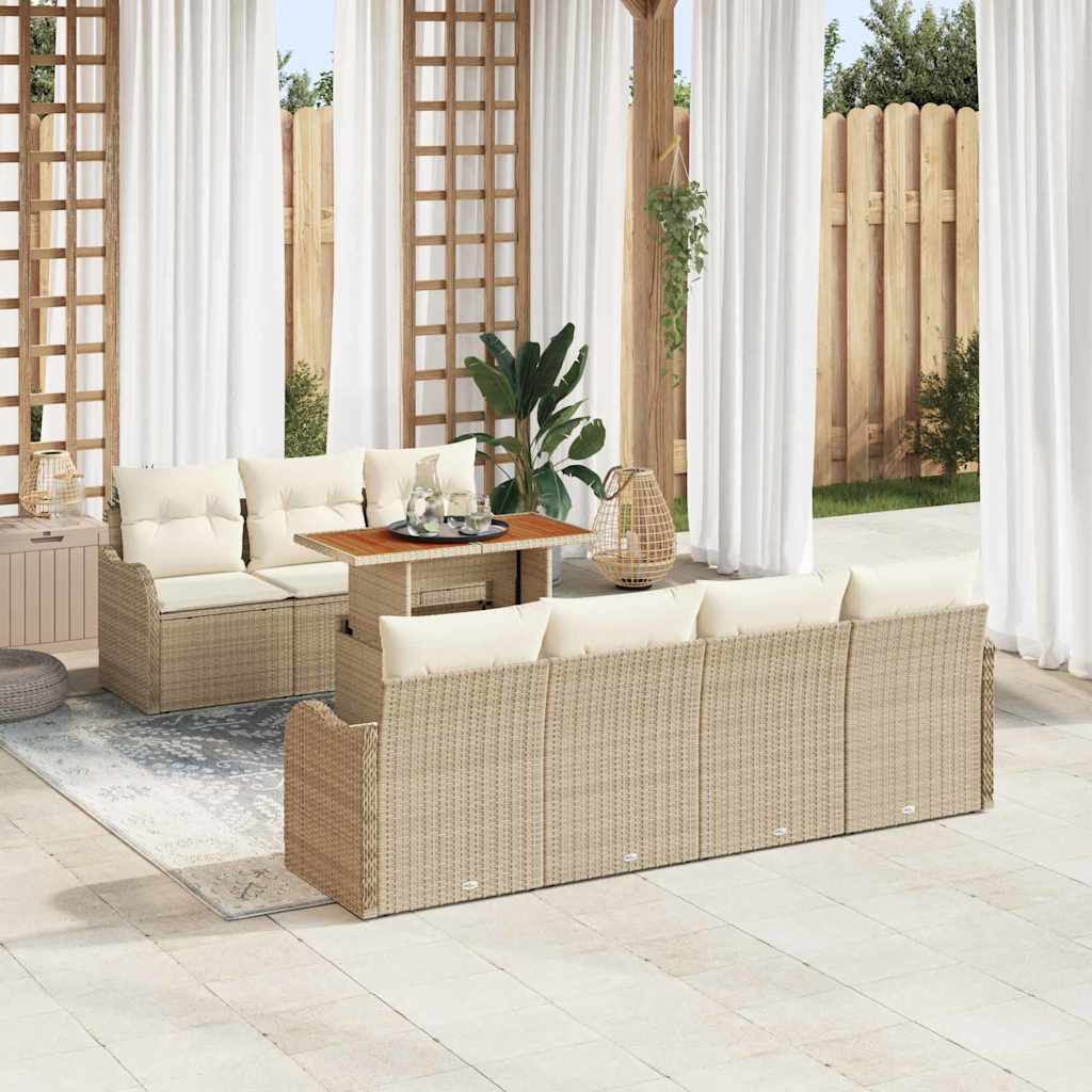 Garten-Sofa-Set mit Kissen 8 pcs Beige und Creme
