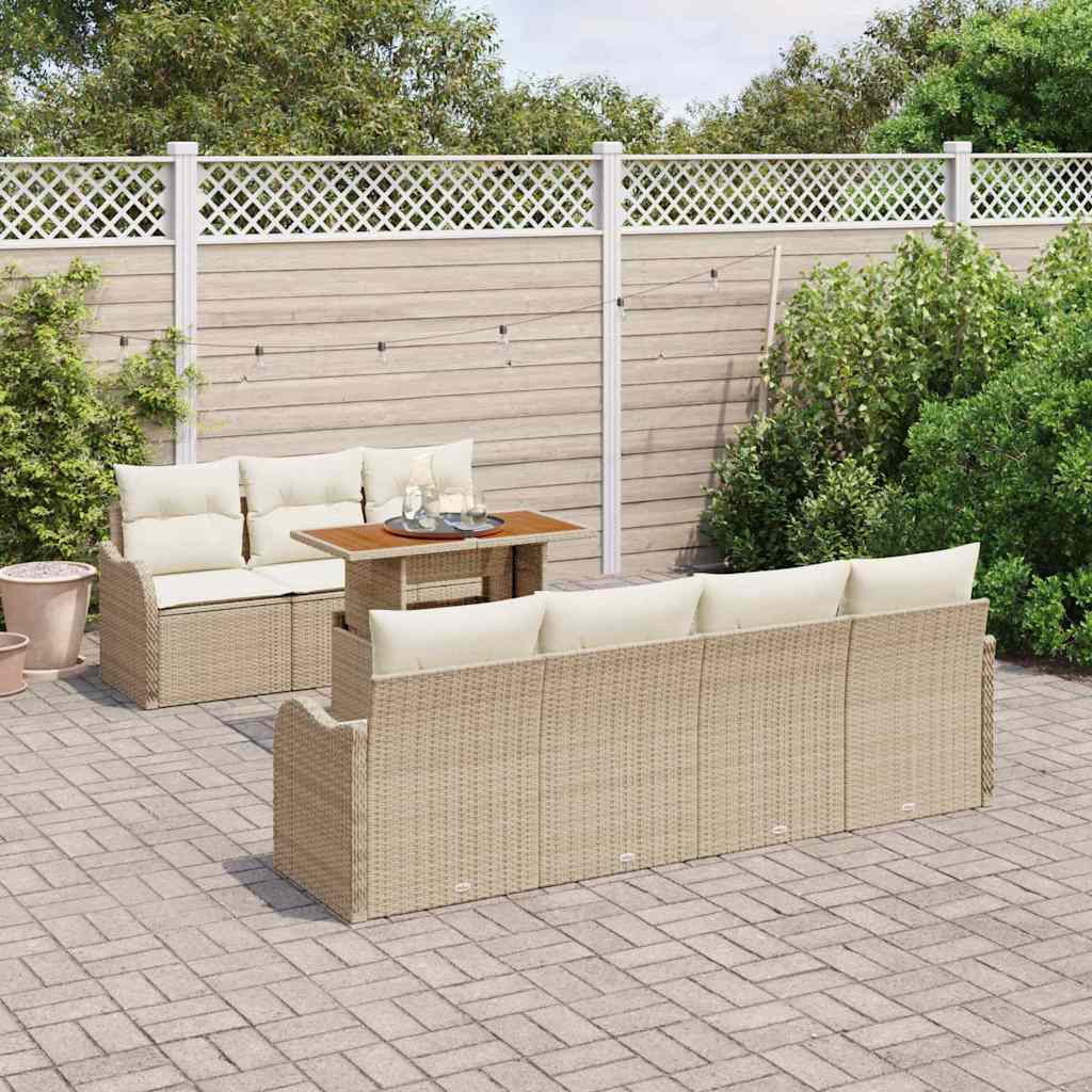 Garten-Sofa-Set mit Kissen 8 pcs Beige und Creme