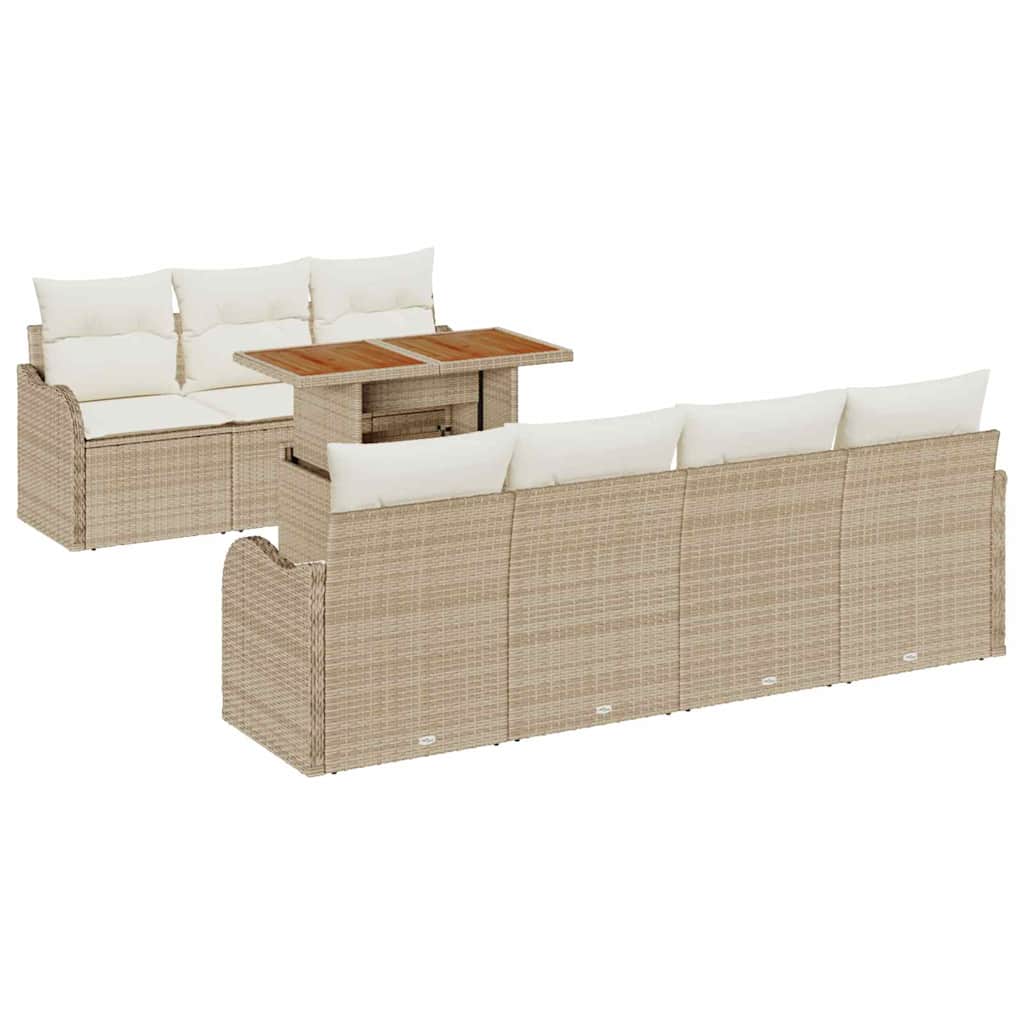 Garten-Sofa-Set mit Kissen 8 pcs Beige und Creme