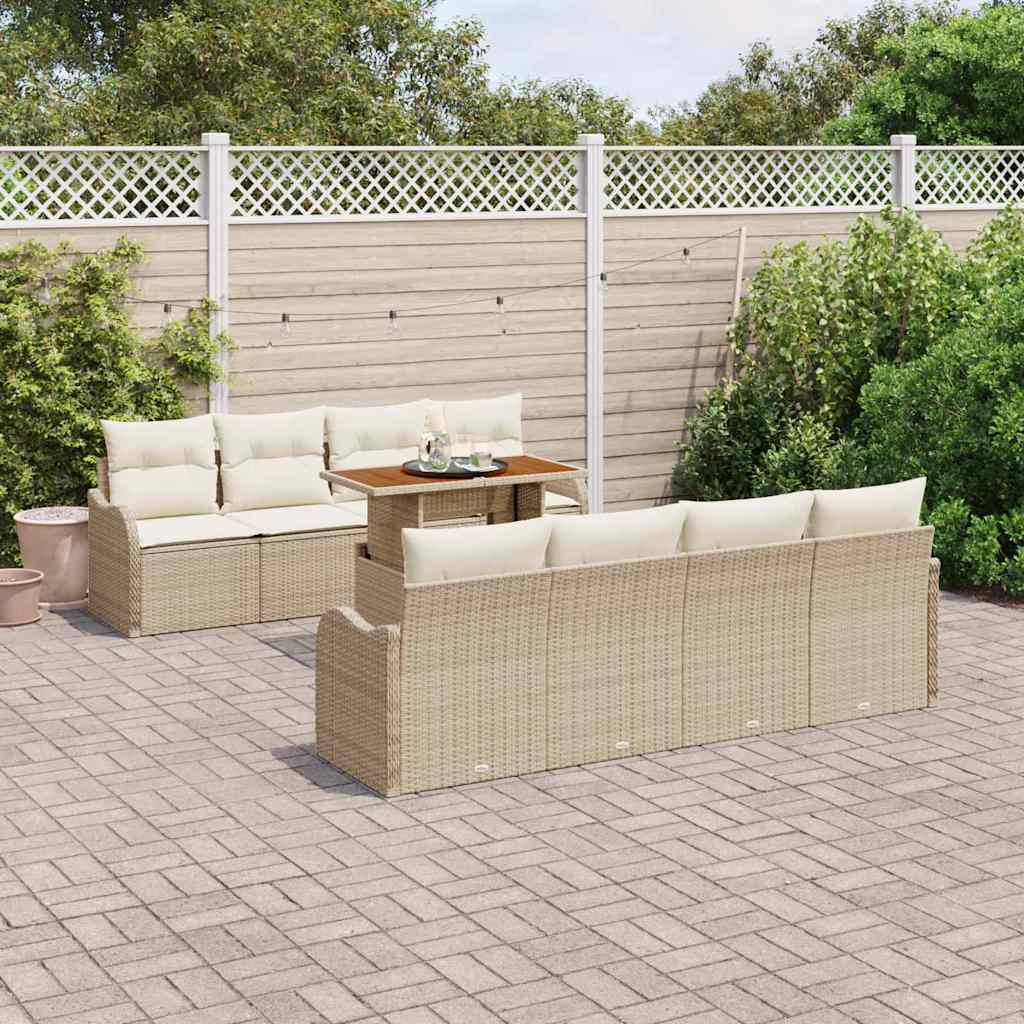 Garten-Sofa-Set mit Kissen 7 pcs Beige und Creme