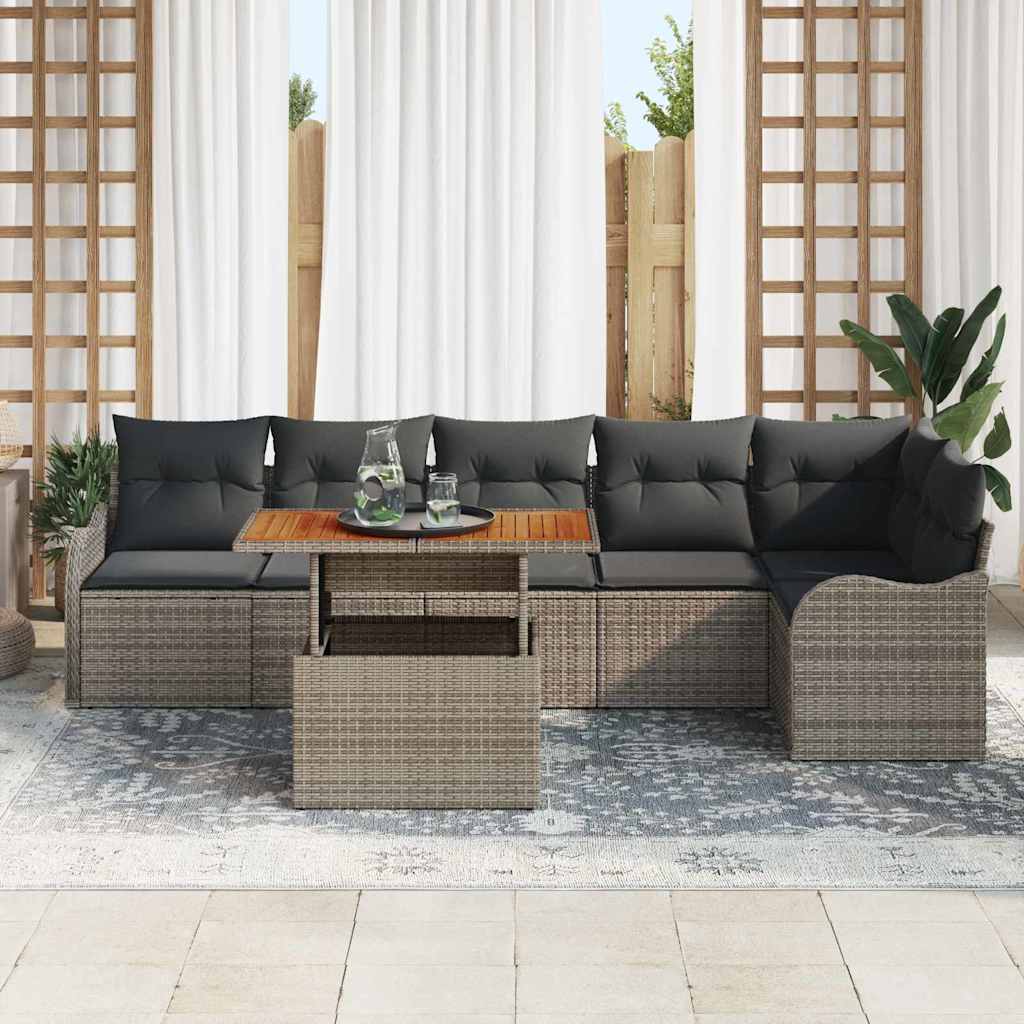 Garten-Sofa-Set mit Kissen 7 pcs Grau