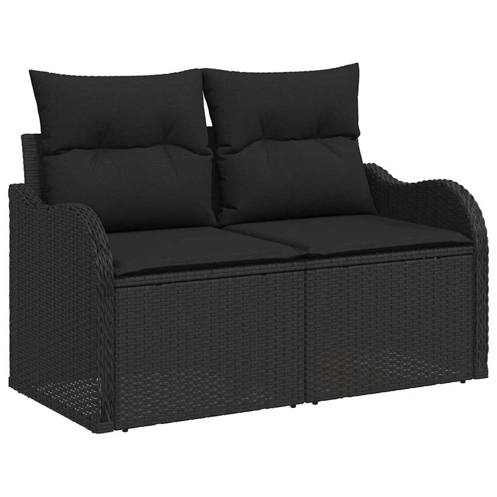 Garten-Sofa-Set mit Kissen 10 pcs Schwarz