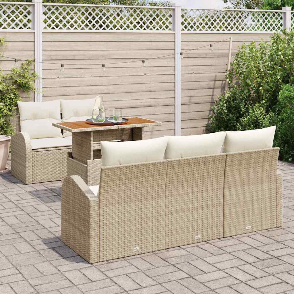 Garten-Sofa-Set mit Kissen 6 pcs Beige und Creme