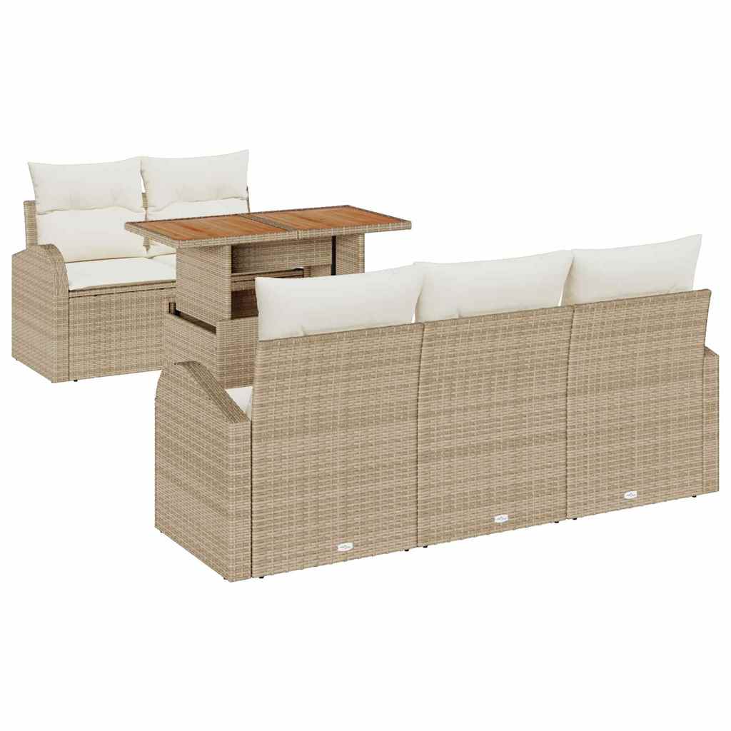 Garten-Sofa-Set mit Kissen 6 pcs Beige und Creme