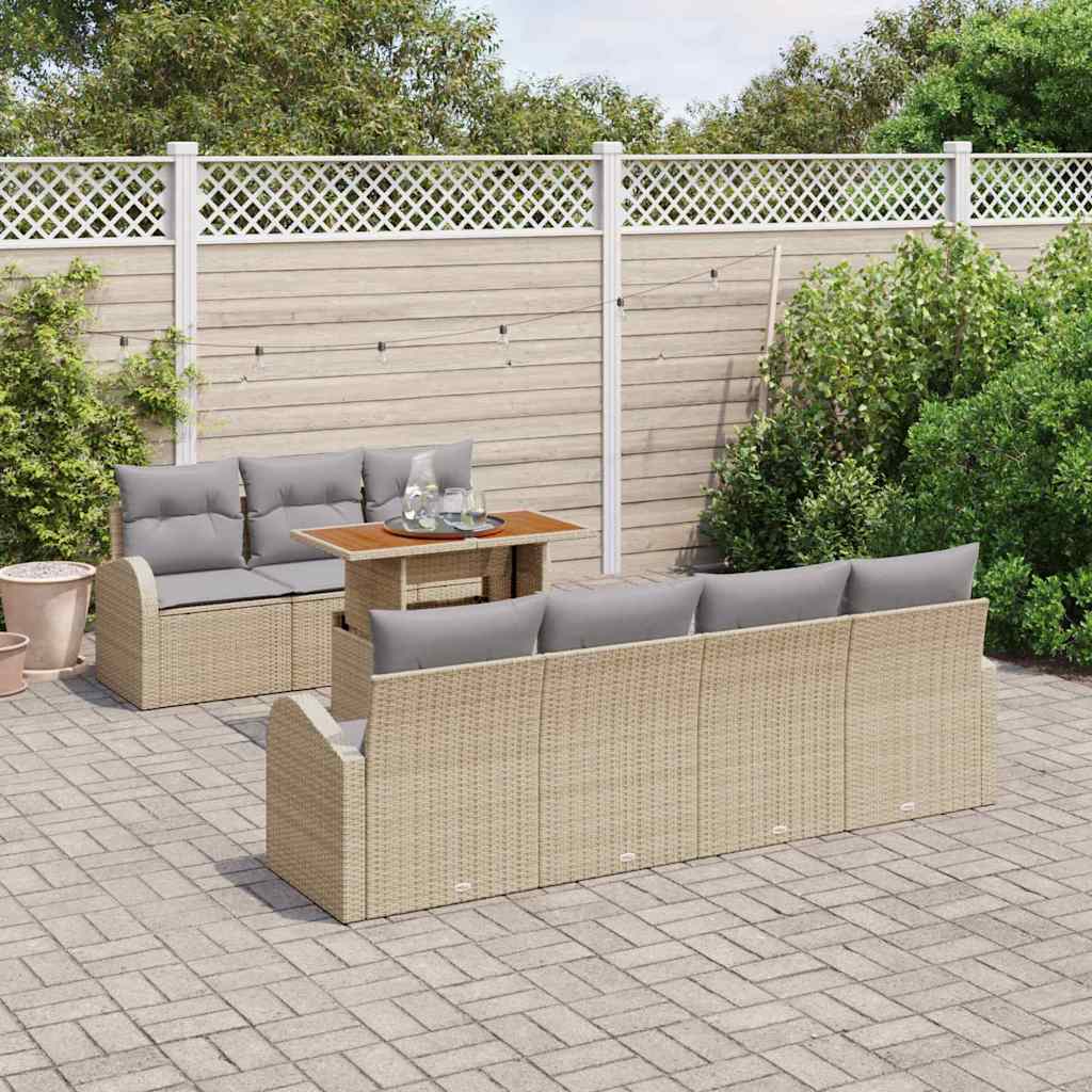 Garten-Sofa-Set mit Kissen 8 pcs Beige und Hellgrau