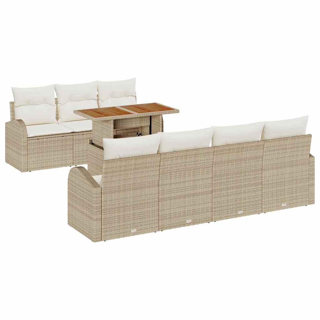 Garten-Sofa-Set mit Kissen 8 pcs Beige und Creme