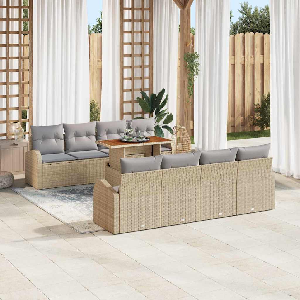 Garten-Sofa-Set mit Kissen 7 pcs Beige und Hellgrau
