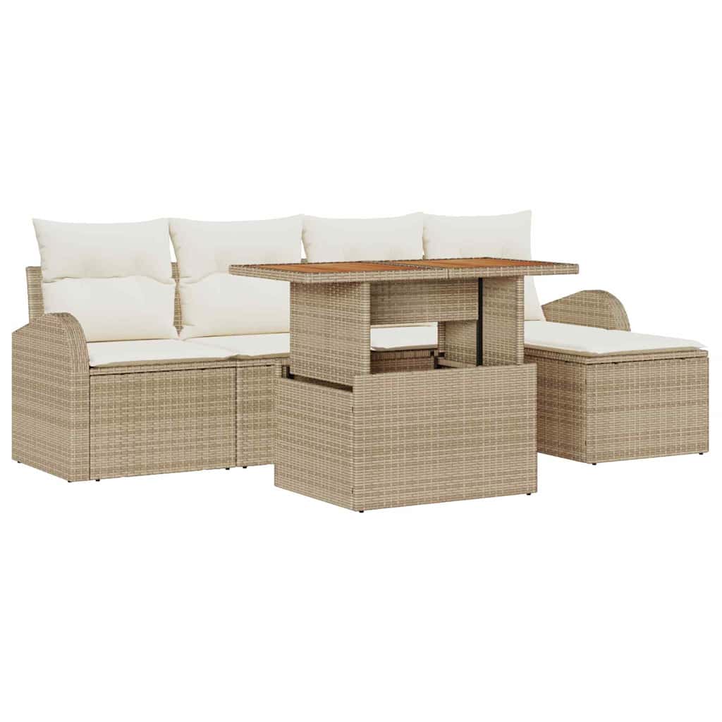 Garten-Sofa-Set mit Kissen 6 pcs Beige und Creme