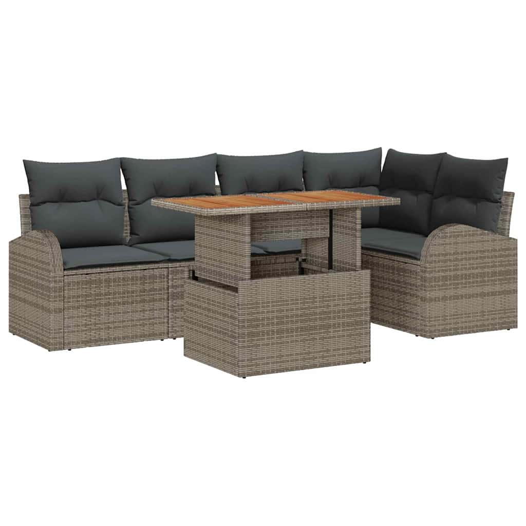 Garten-Sofa-Set mit Kissen 6 pcs Grau