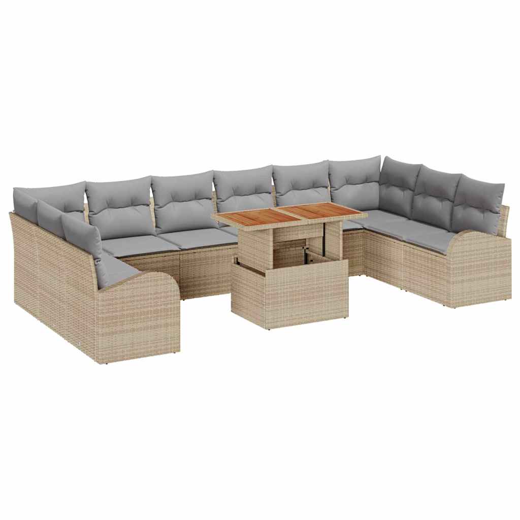 Garten-Sofa-Set mit Kissen 11 pcs Beige und Hellgrau