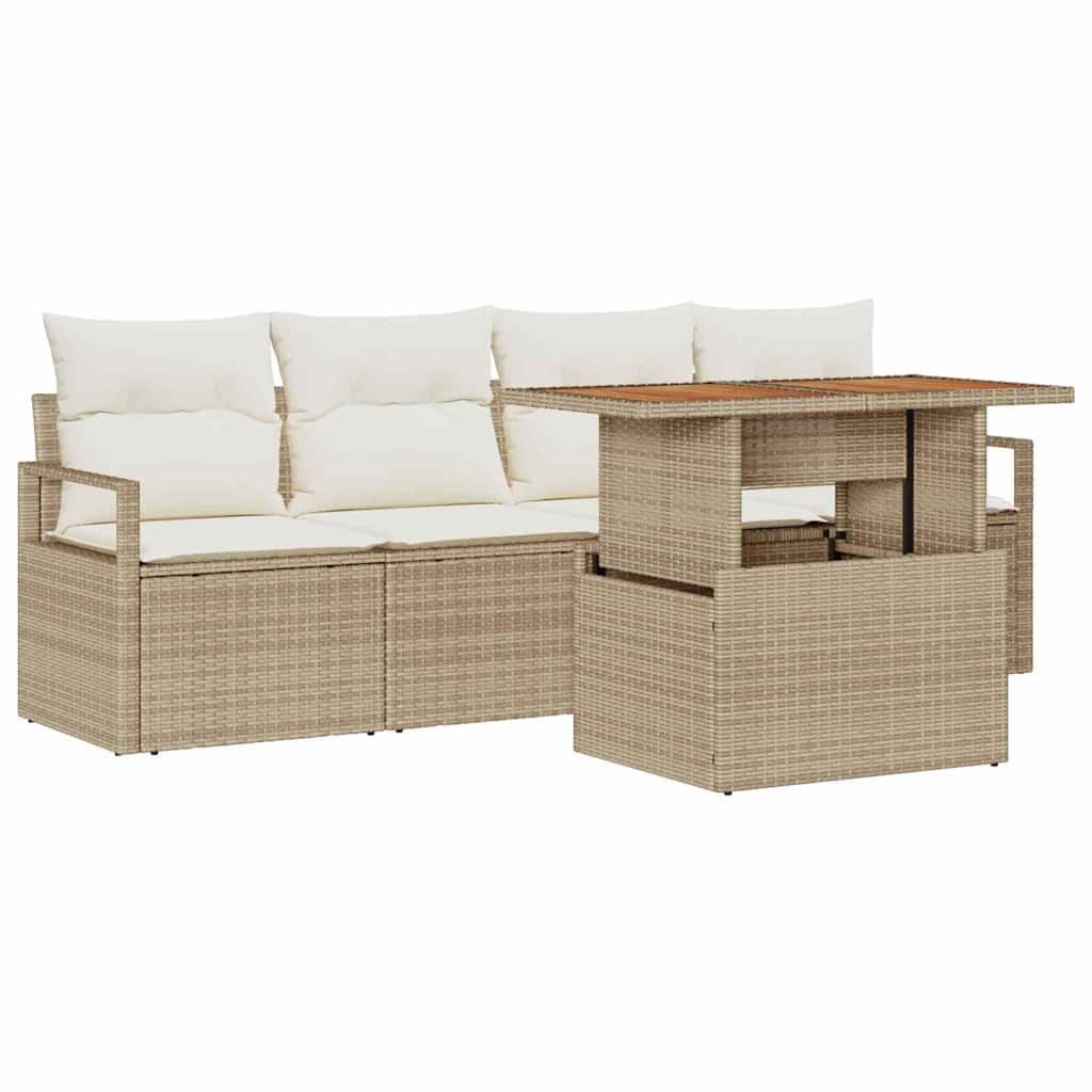 Garten-Sofa-Set mit Kissen 5 pcs Beige und Creme