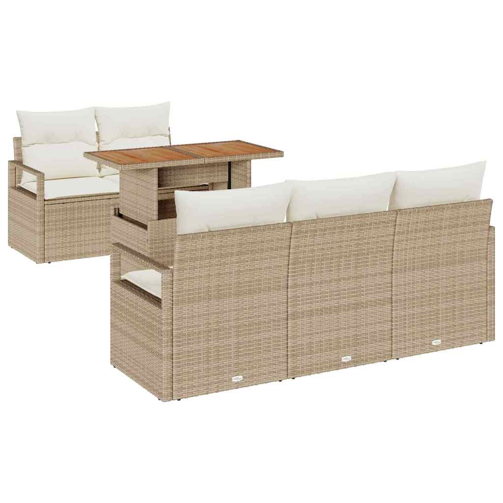 Garten-Sofa-Set mit Kissen 6 pcs Beige und Creme