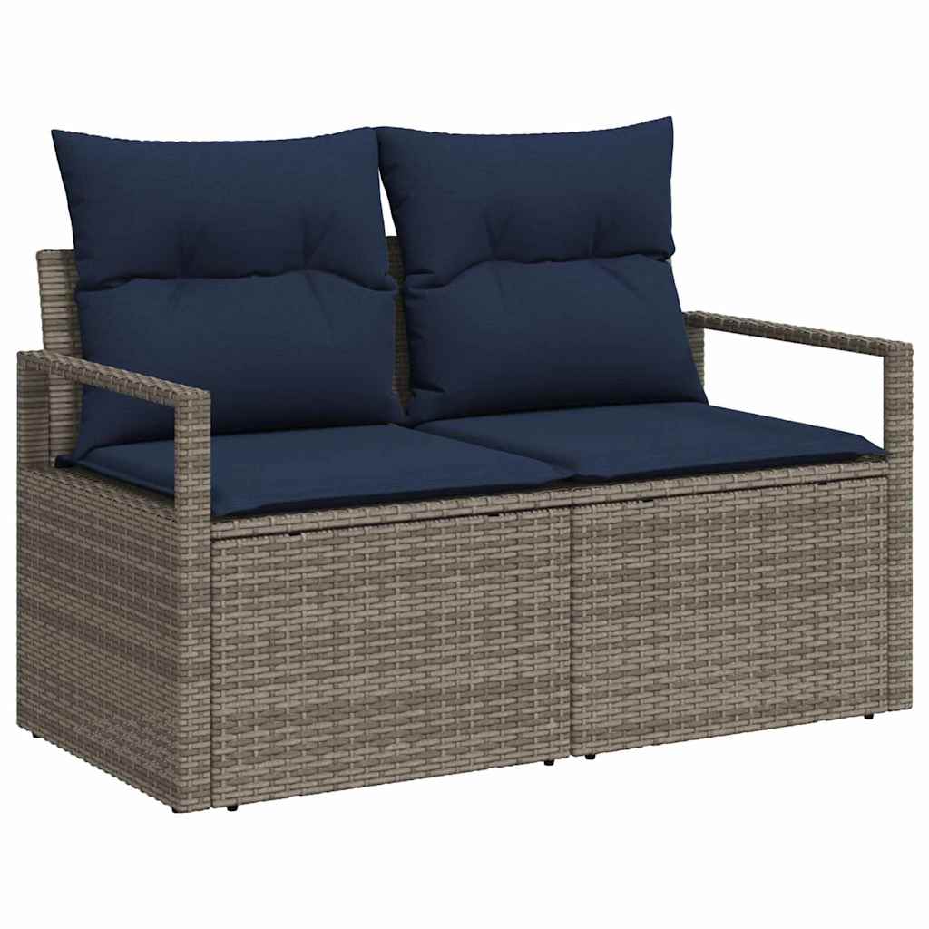 Garten-Sofa-Set mit Kissen 6 pcs Grau und Marineblau