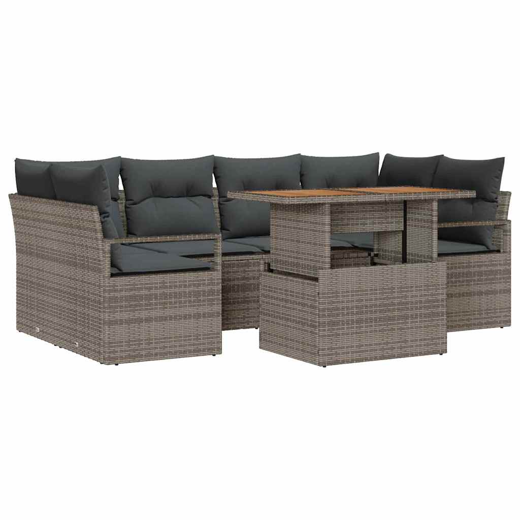 Garten-Sofa-Set mit Kissen 7 pcs Grau
