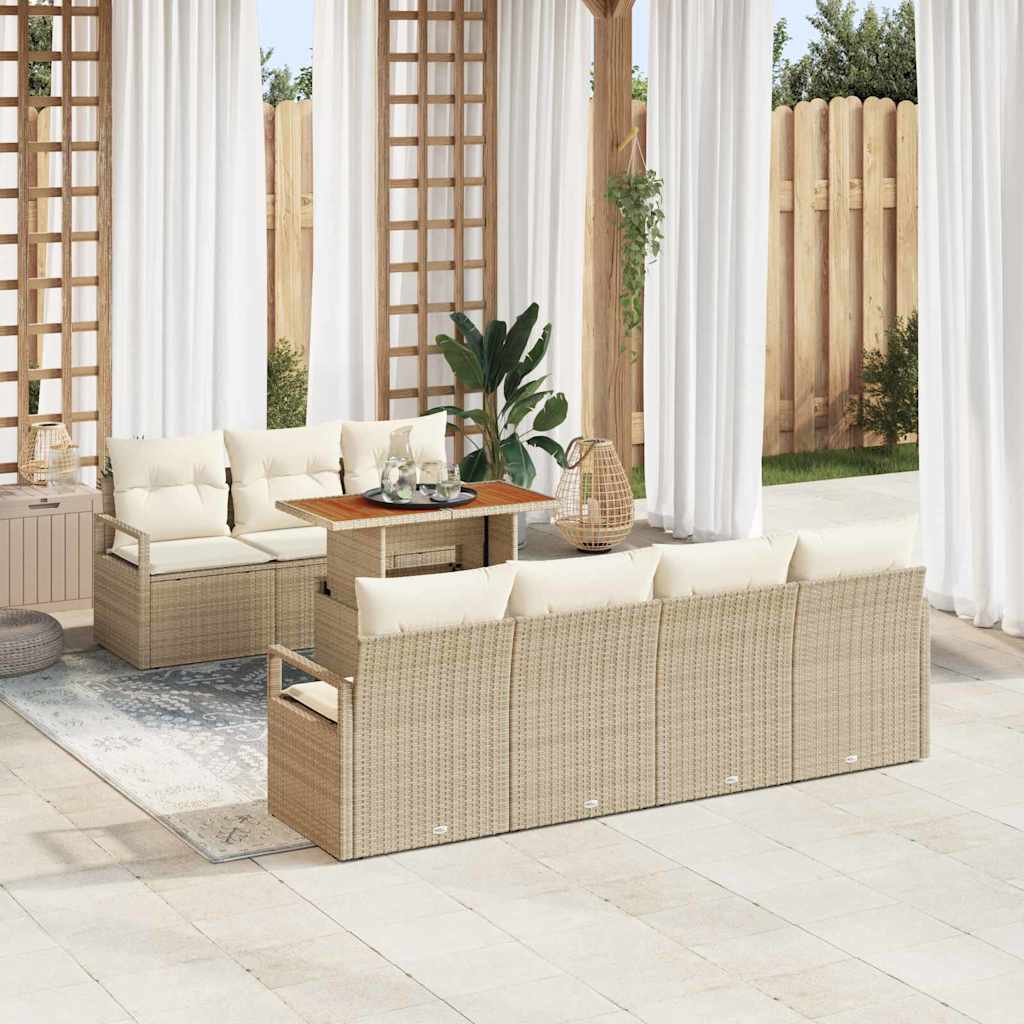 Garten-Sofa-Set mit Kissen mit Kissen 8 pcs Beige und Creme