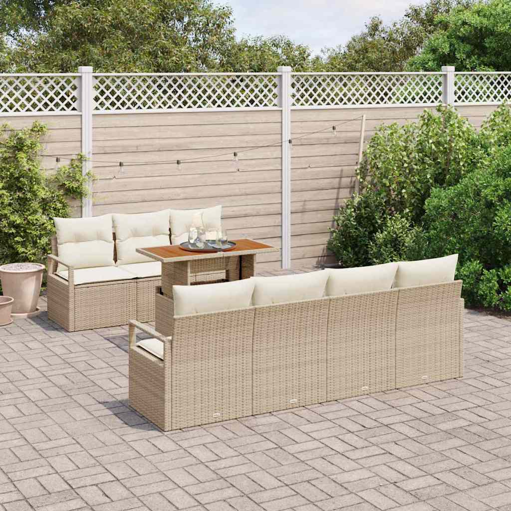 Garten-Sofa-Set mit Kissen mit Kissen 8 pcs Beige und Creme