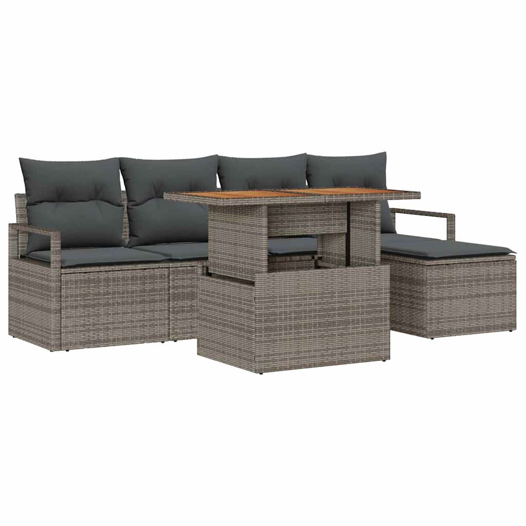Garten Essgruppe mit Kissen 6 pcs Grau und Braun