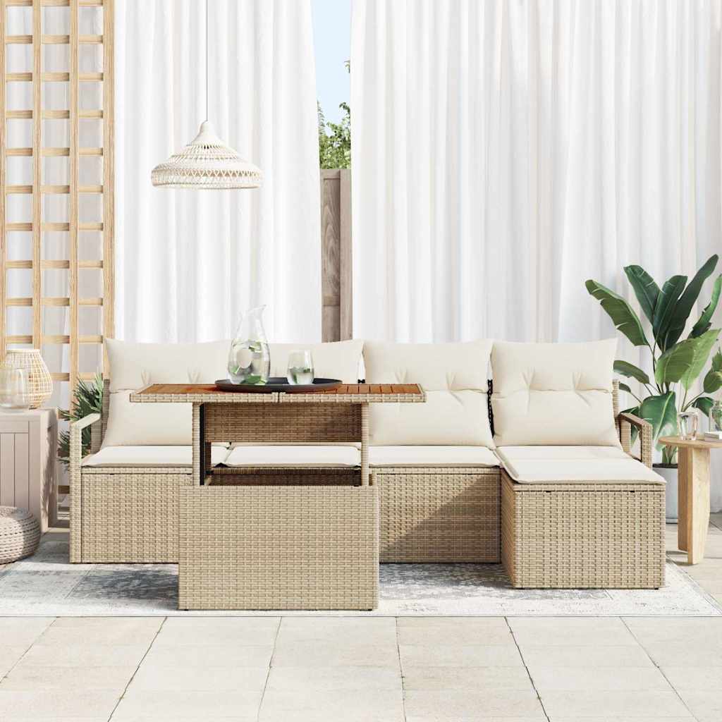 Garten Essgruppe mit Kissen 6 pcs Beige und Creme