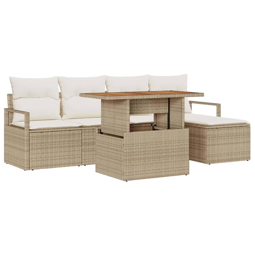 Garten Essgruppe mit Kissen 6 pcs Beige und Creme