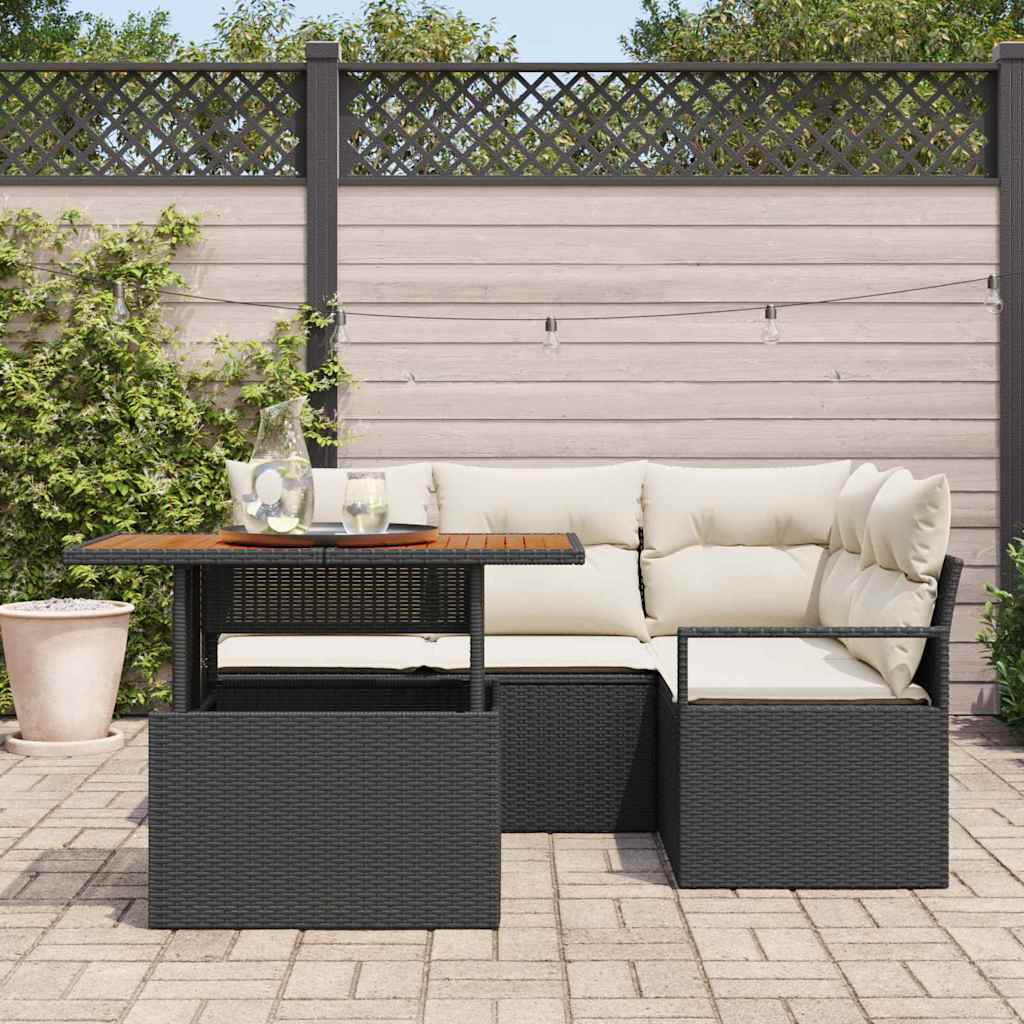 Garten Essgruppe mit Kissen 5 pcs Schwarz und Creme