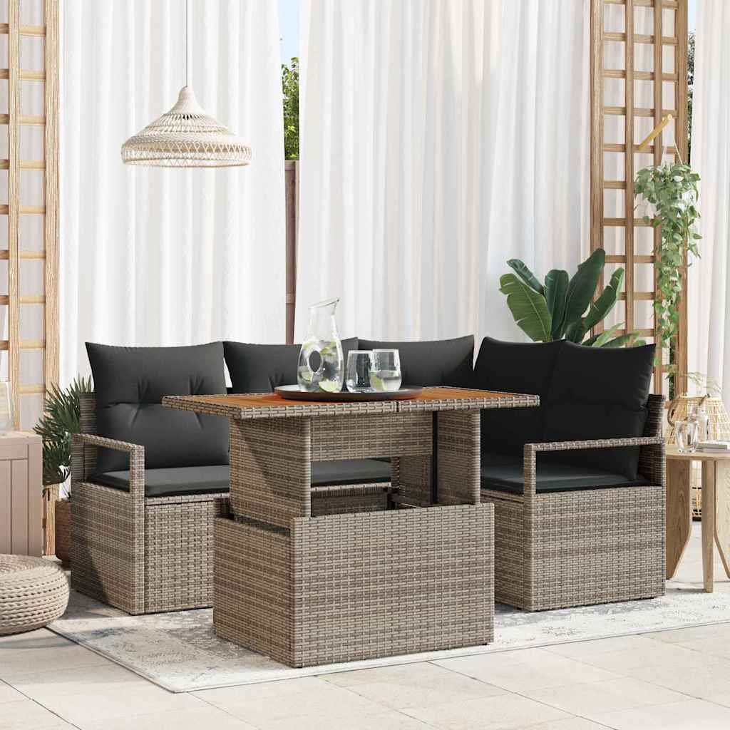 Garten Essgruppe mit Kissen 5 pcs Grau und Braun