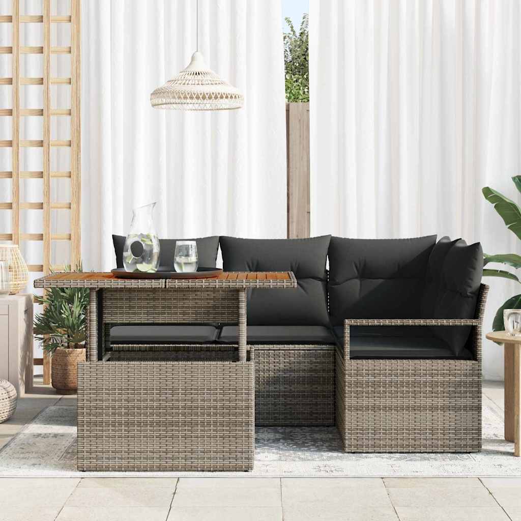 Garten Essgruppe mit Kissen 5 pcs Grau und Braun