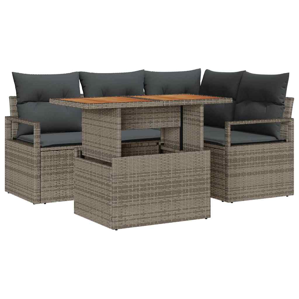 Garten Essgruppe mit Kissen 5 pcs Grau und Braun
