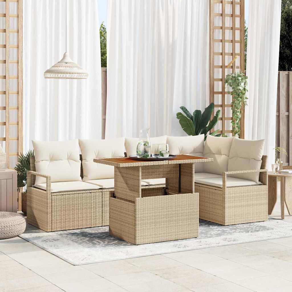 Garten Essgruppe mit Kissen 6 pcs Beige und Creme