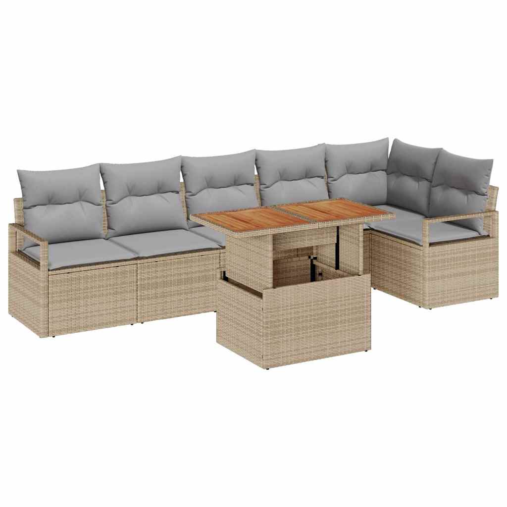 Garten Essgruppe mit Kissen 7 pcs Beige und Grau