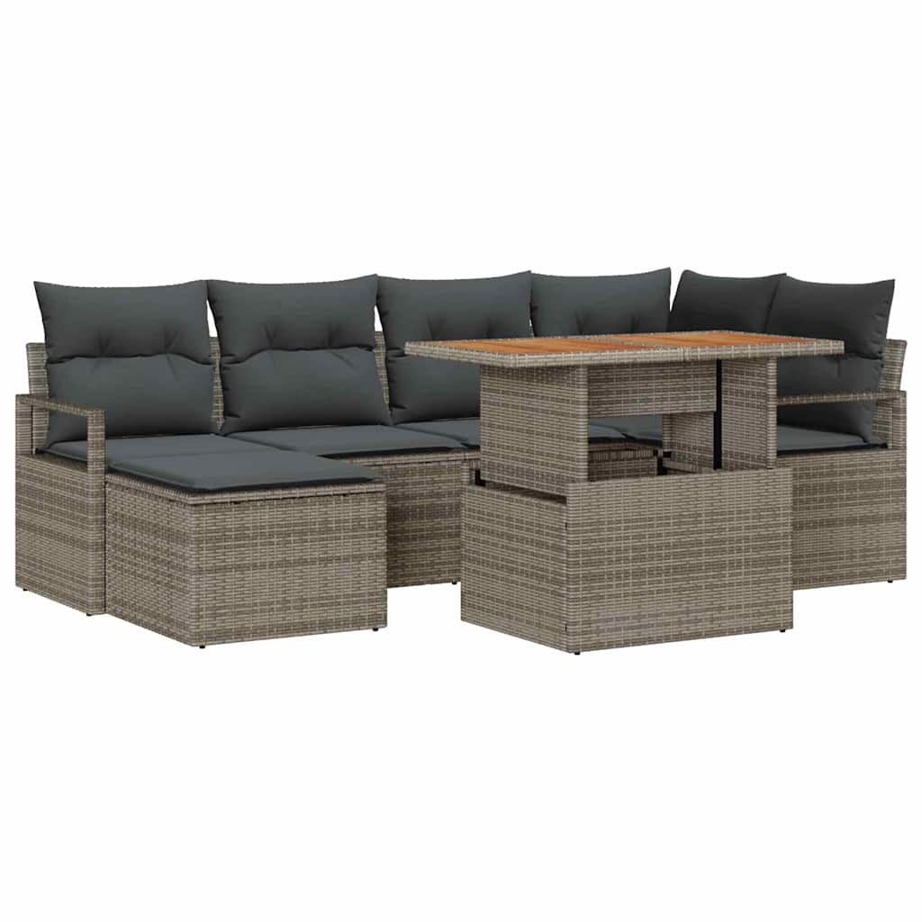 Garten Essgruppe mit Kissen 7 pcs Grau und Braun
