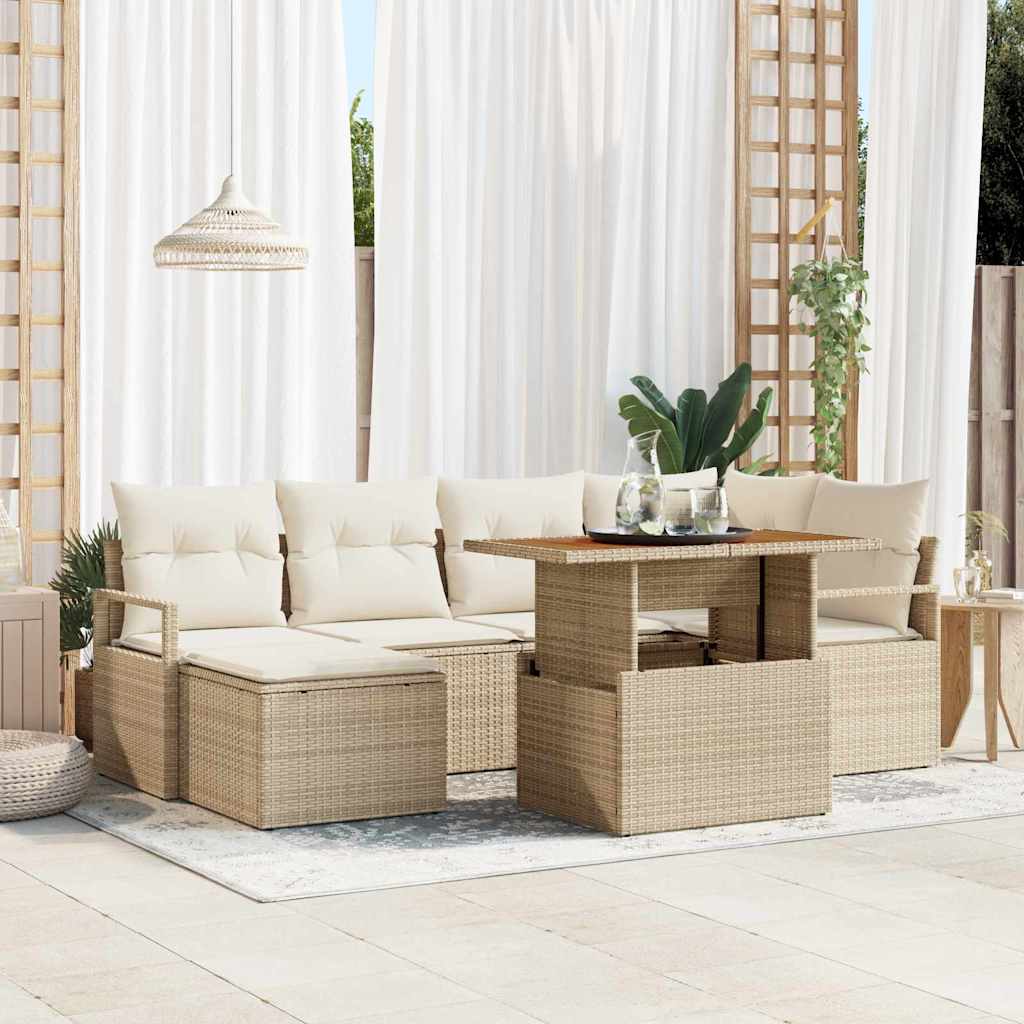 Garten Essgruppe mit Kissen 7 pcs Beige und Creme