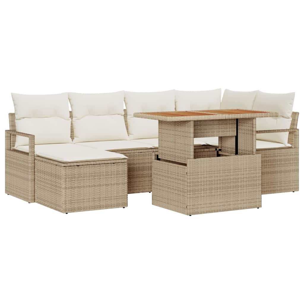 Garten Essgruppe mit Kissen 7 pcs Beige und Creme