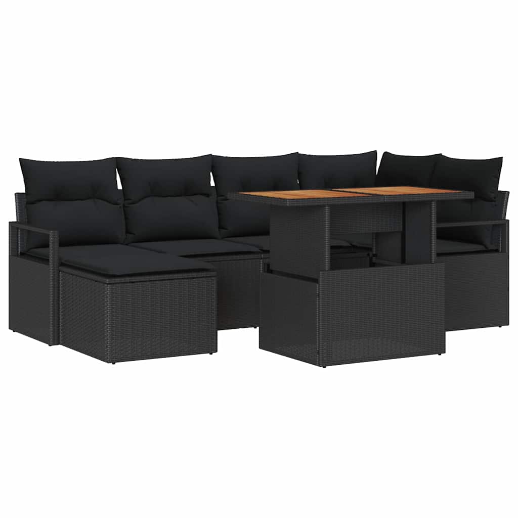 Garten Essgruppe mit Kissen 7 pcs Schwarz und Braun