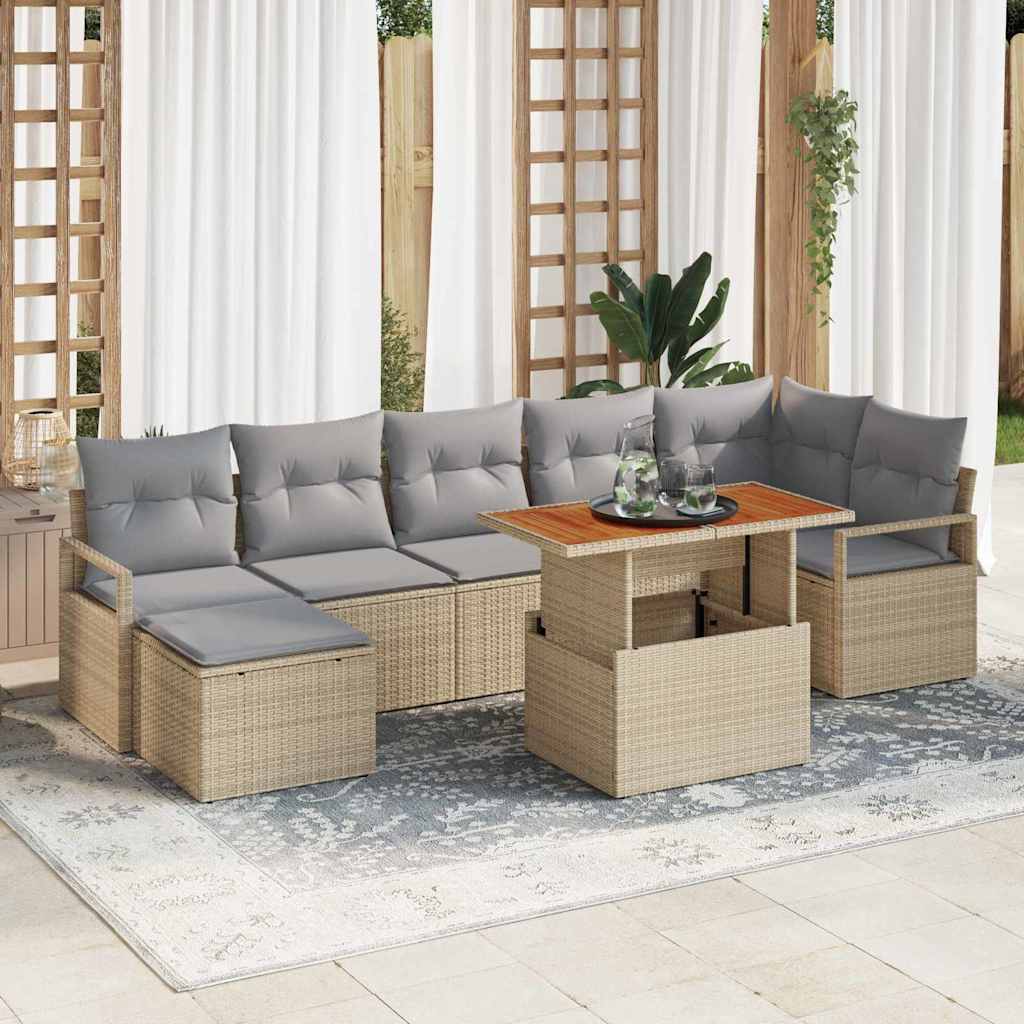 Garten Essgruppe mit Kissen 8 pcs Beige und Grau