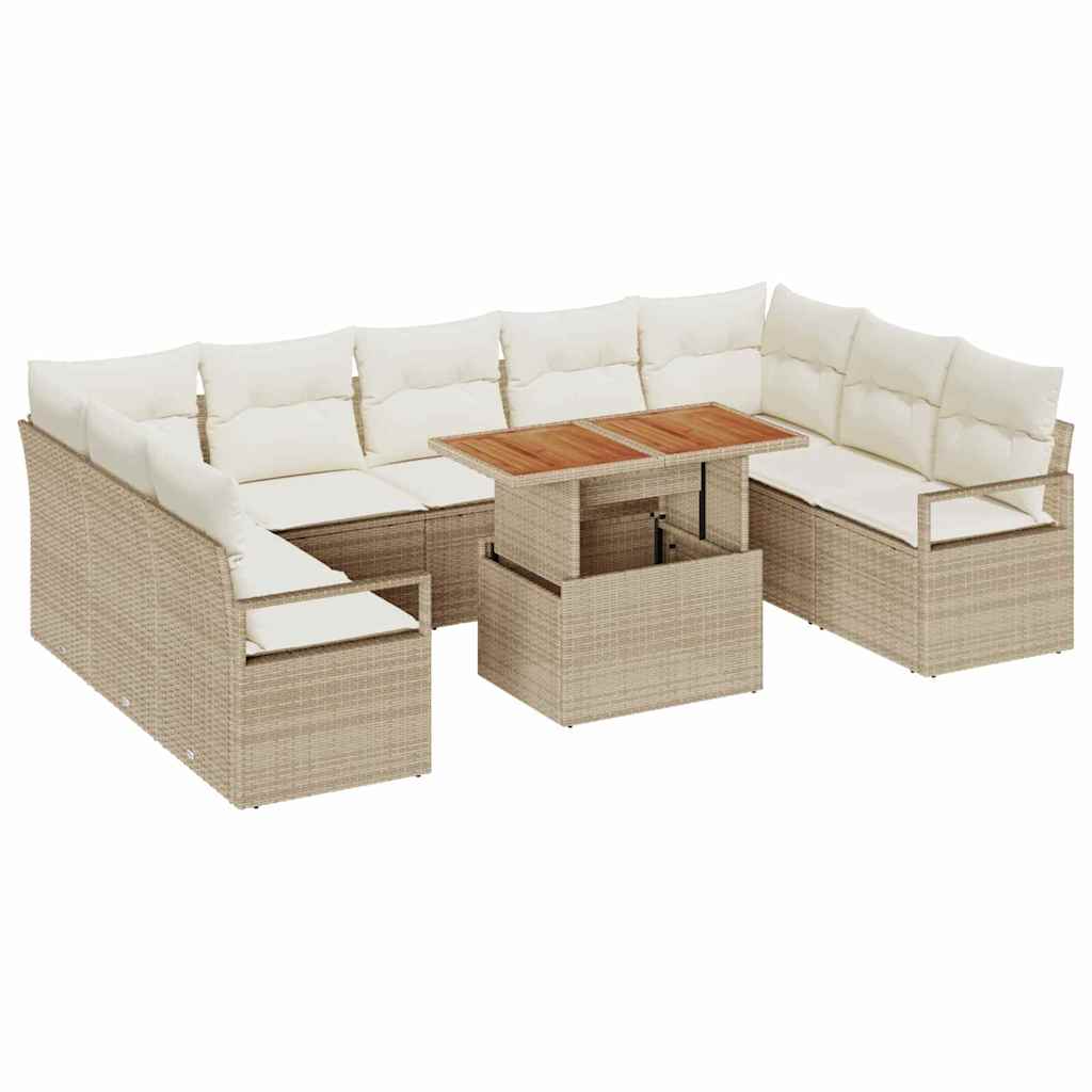 Garten-Sofa-Set mit Kissen 10 pcs Beige und Creme