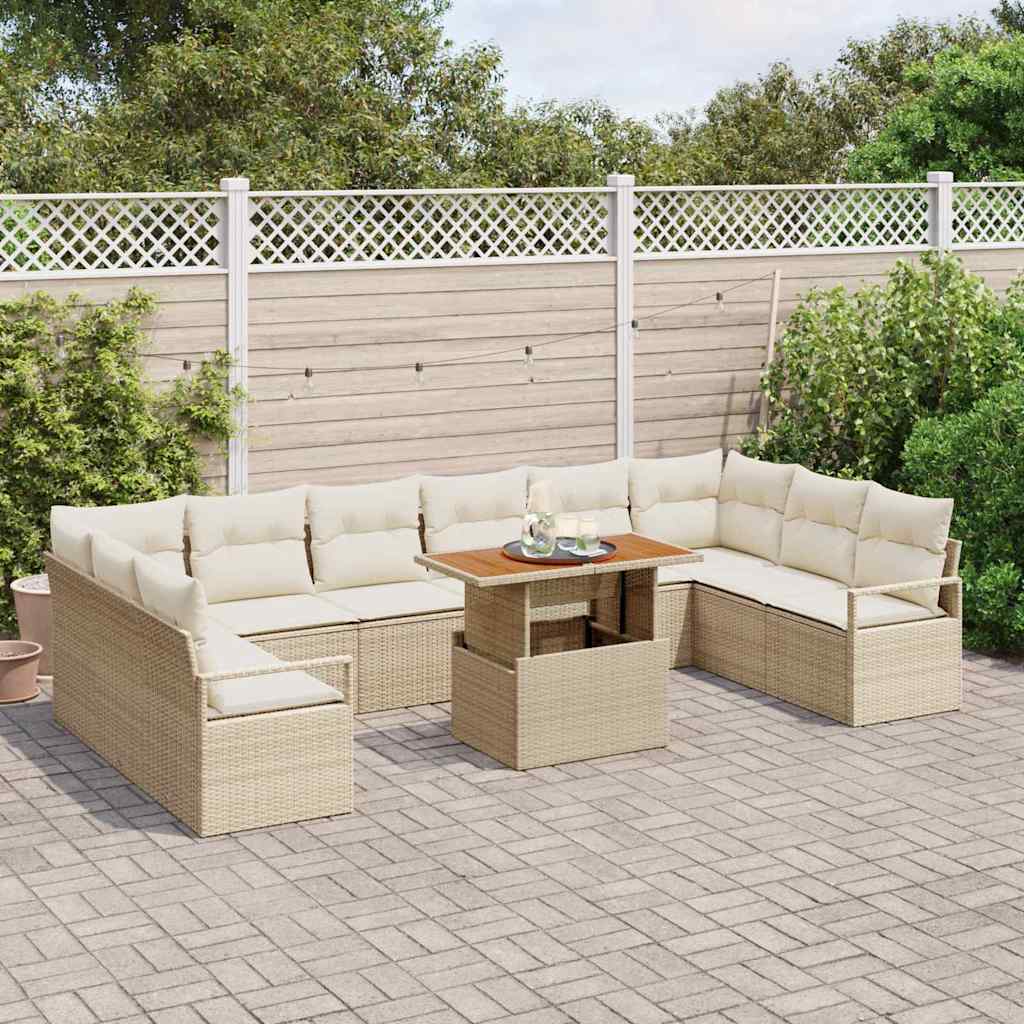 Garten-Sofa-Set mit Kissen 11 pcs Beige und Creme