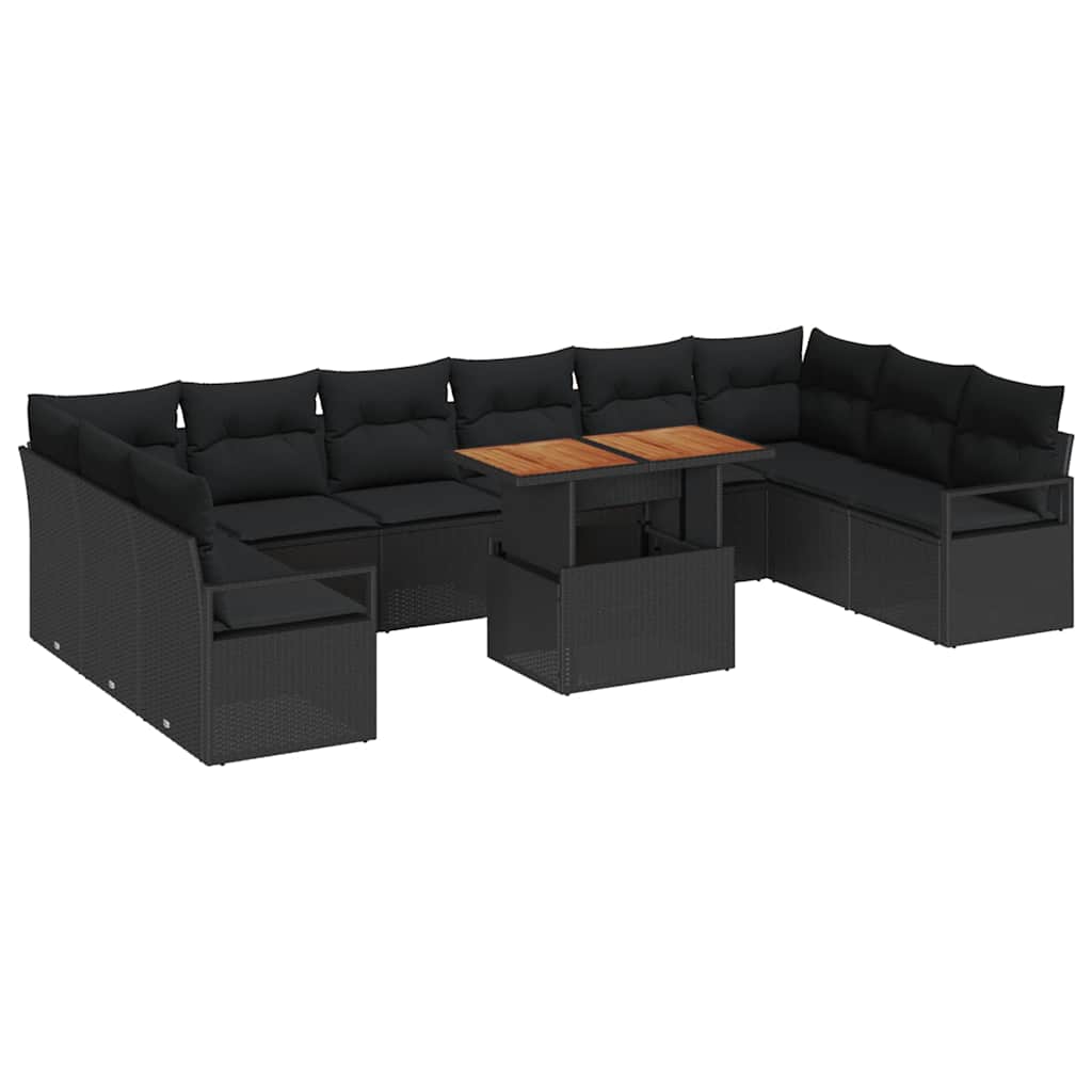 Garten-Sofa-Set mit Kissen 11 pcs Schwarz und Braun