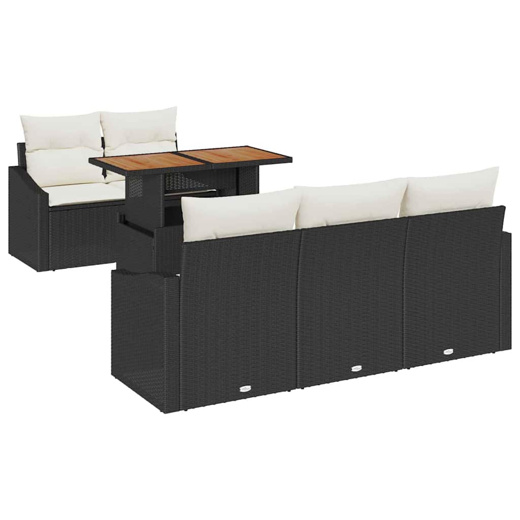Garten Essgruppe mit Kissen 6 pcs Schwarz und Creme
