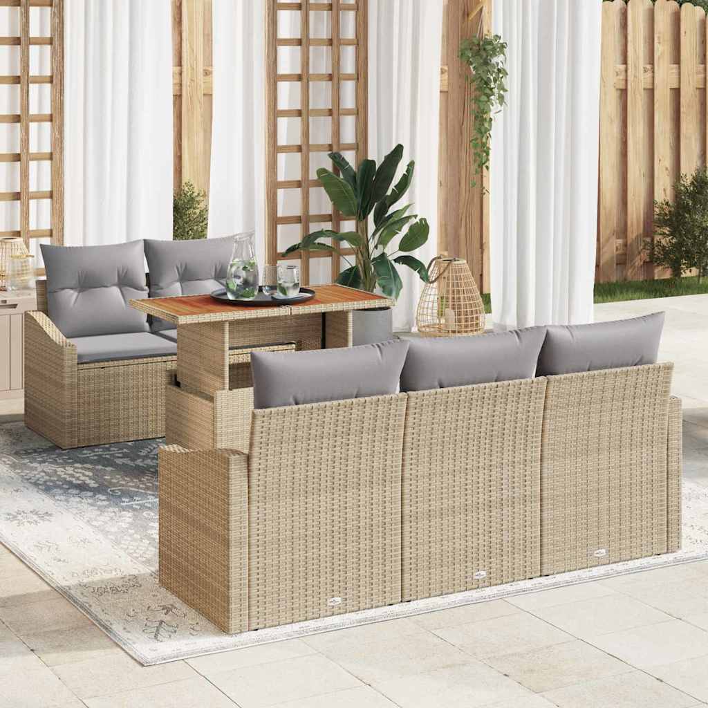 Garten Essgruppe mit Kissen 6 pcs Beige und Grau