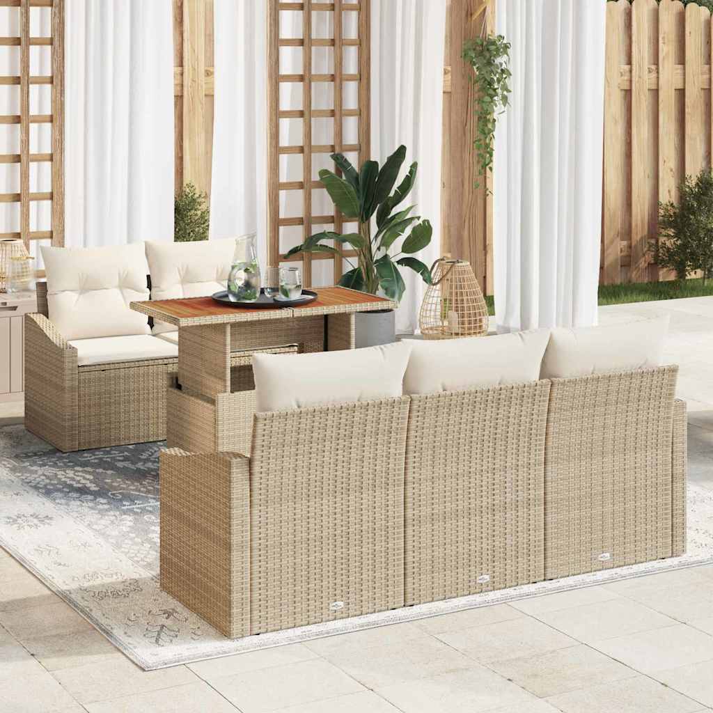 Garten Essgruppe mit Kissen 6 pcs Beige und Creme