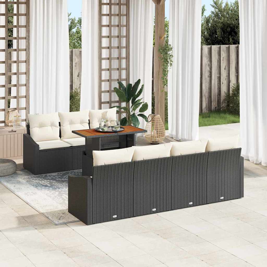 Garten Essgruppe mit Kissen 8 pcs Schwarz und Creme