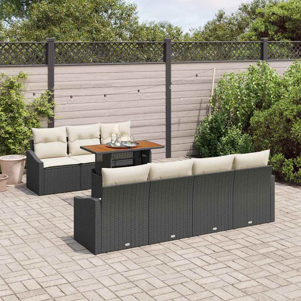 Garten Essgruppe mit Kissen 8 pcs Schwarz und Creme