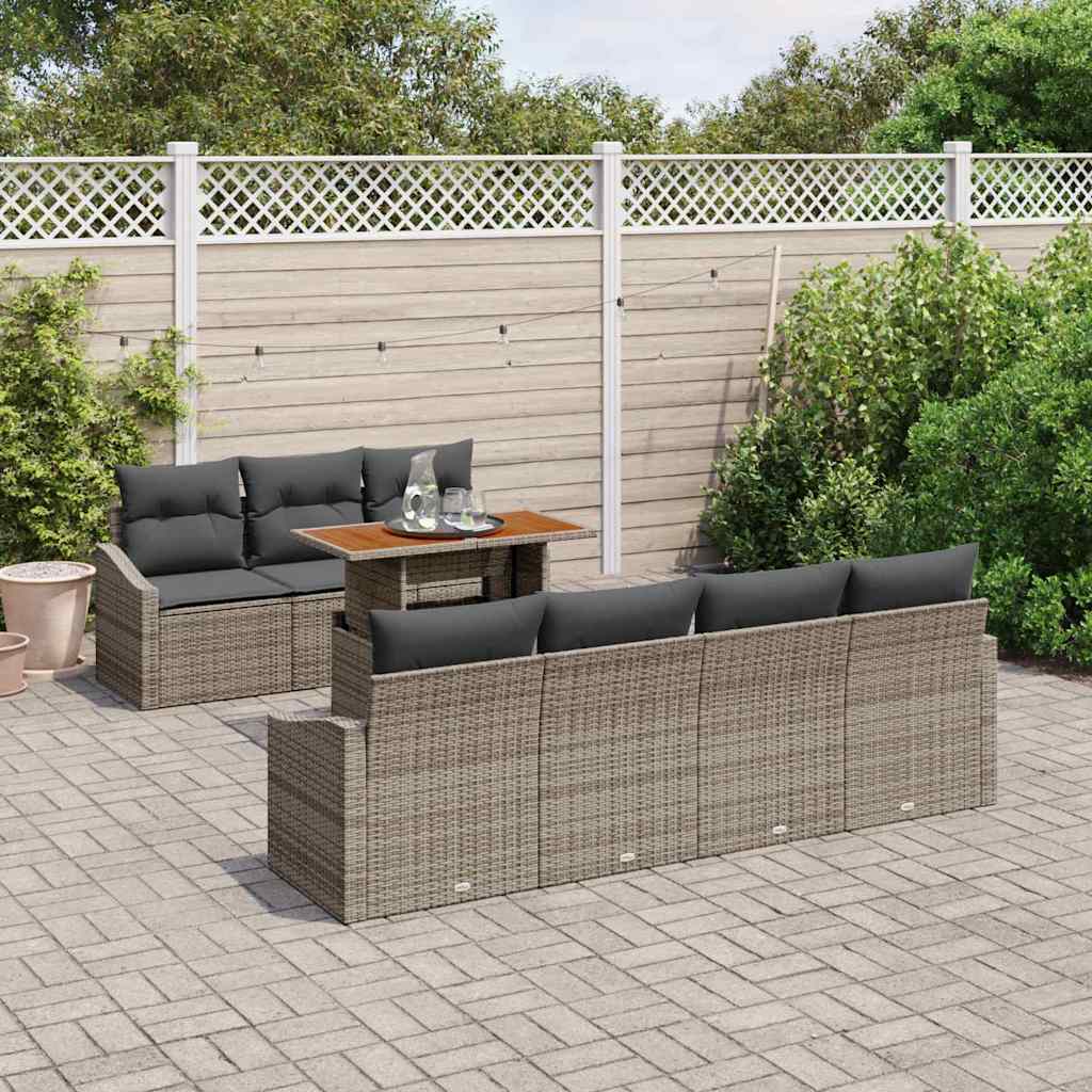 Garten Essgruppe mit Kissen 8 pcs Grau und Braun
