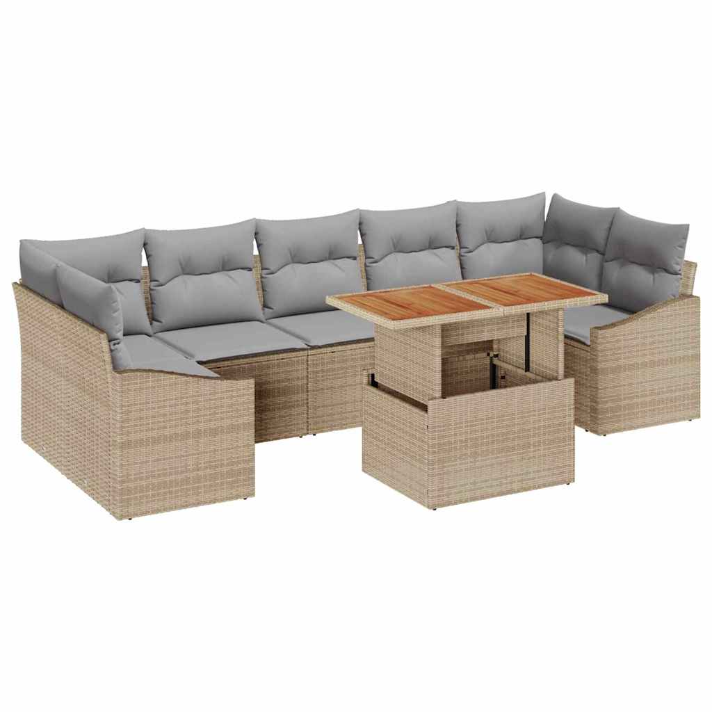 Garten Essgruppe mit Kissen 8 pcs Beige und Grau