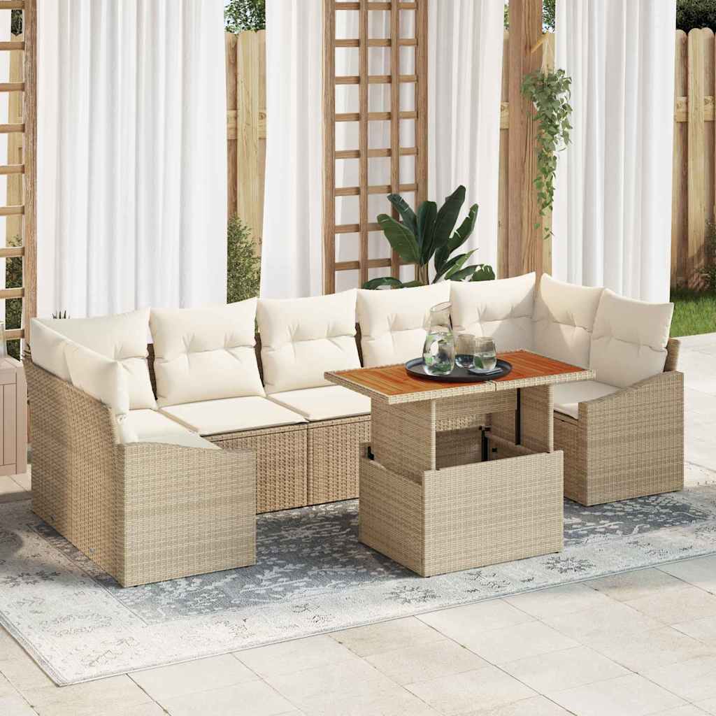 Garten Essgruppe mit Kissen 8 pcs Beige und Creme