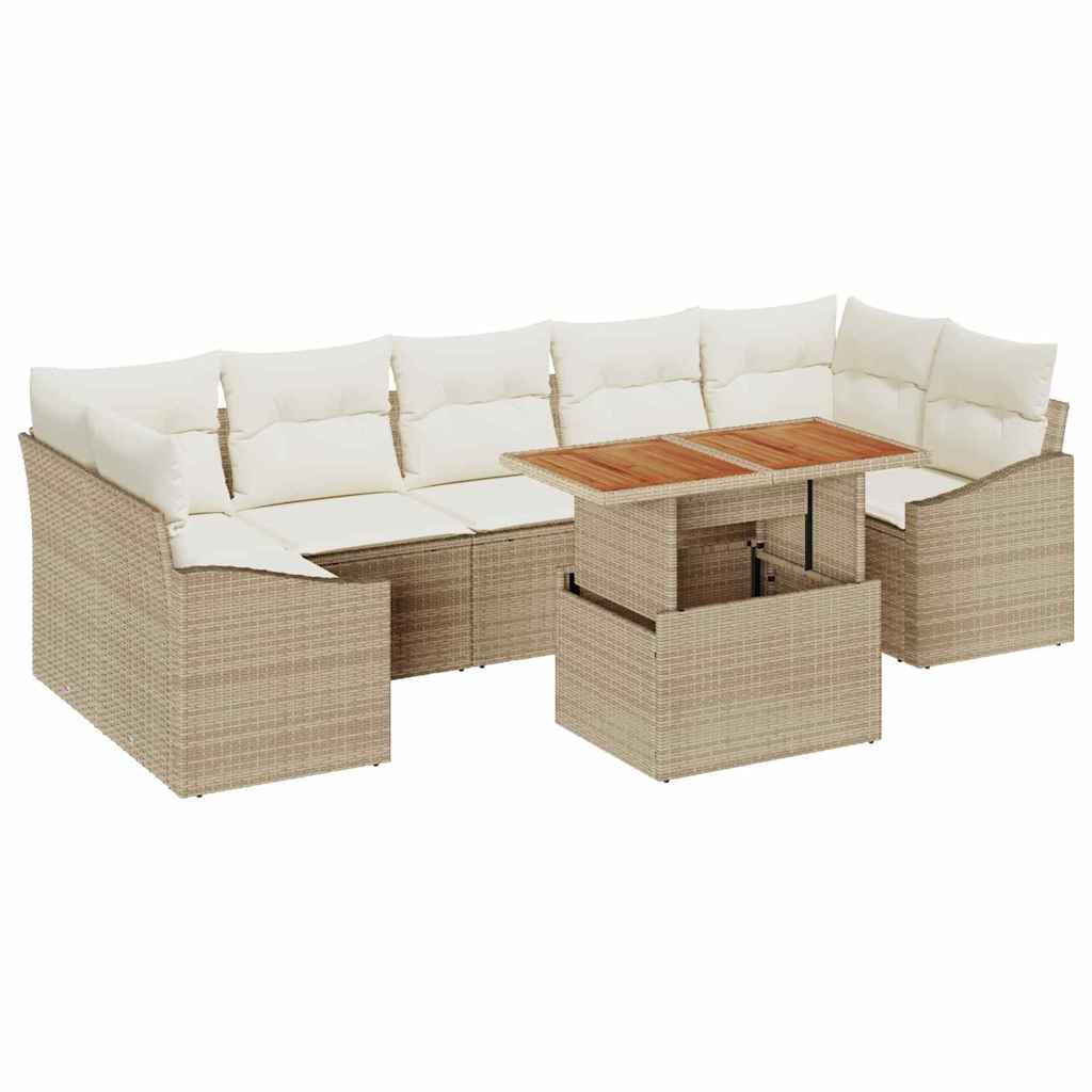 Garten Essgruppe mit Kissen 8 pcs Beige und Creme
